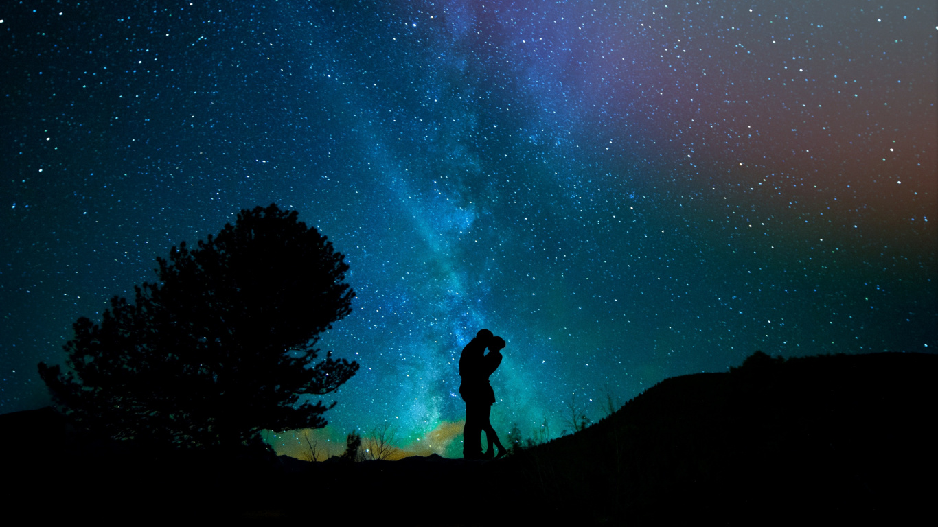 明星, 夜晚的天空, 奥罗拉, 气氛, 空间 壁纸 1366x768 允许