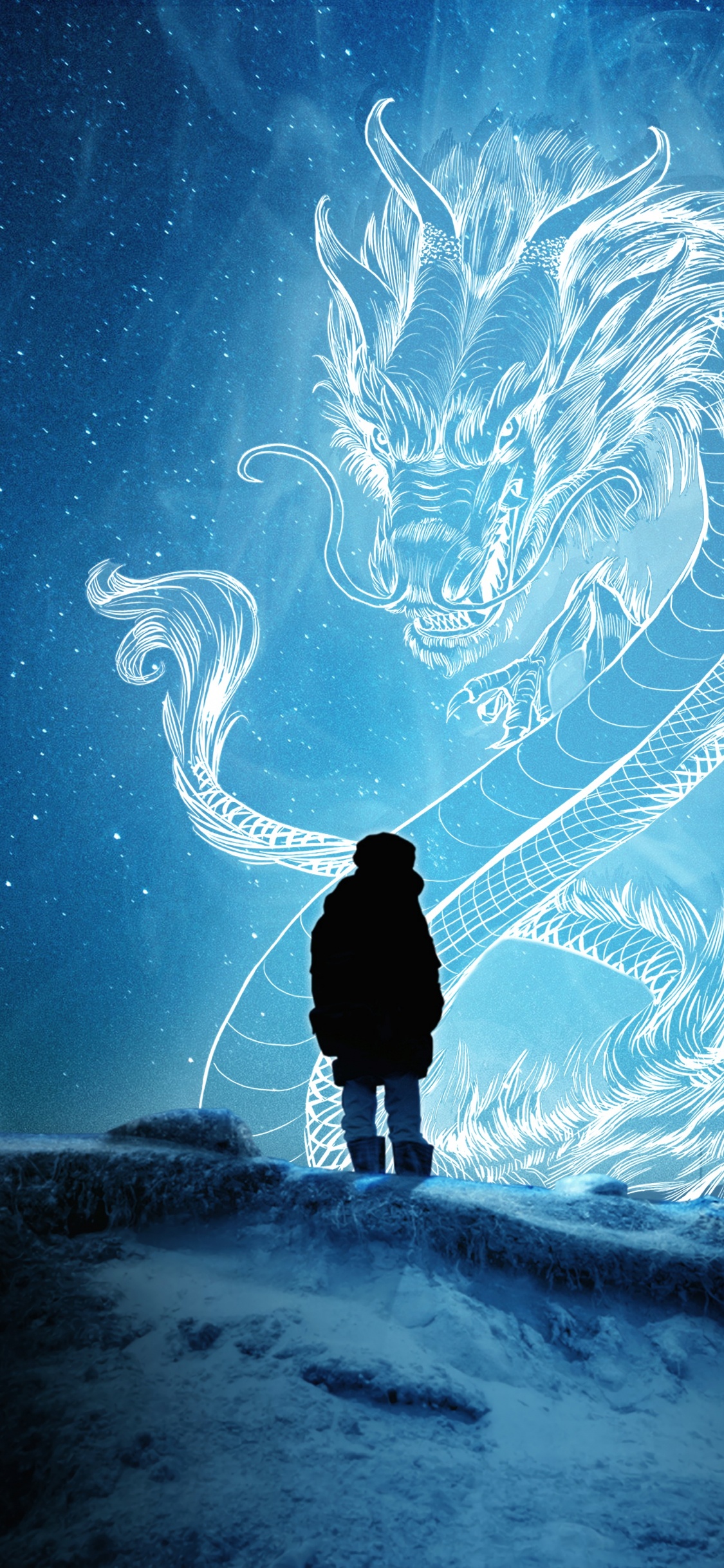 Mann in Schwarzer Jacke, Der Auf Schneebedecktem Boden Steht. Wallpaper in 1125x2436 Resolution