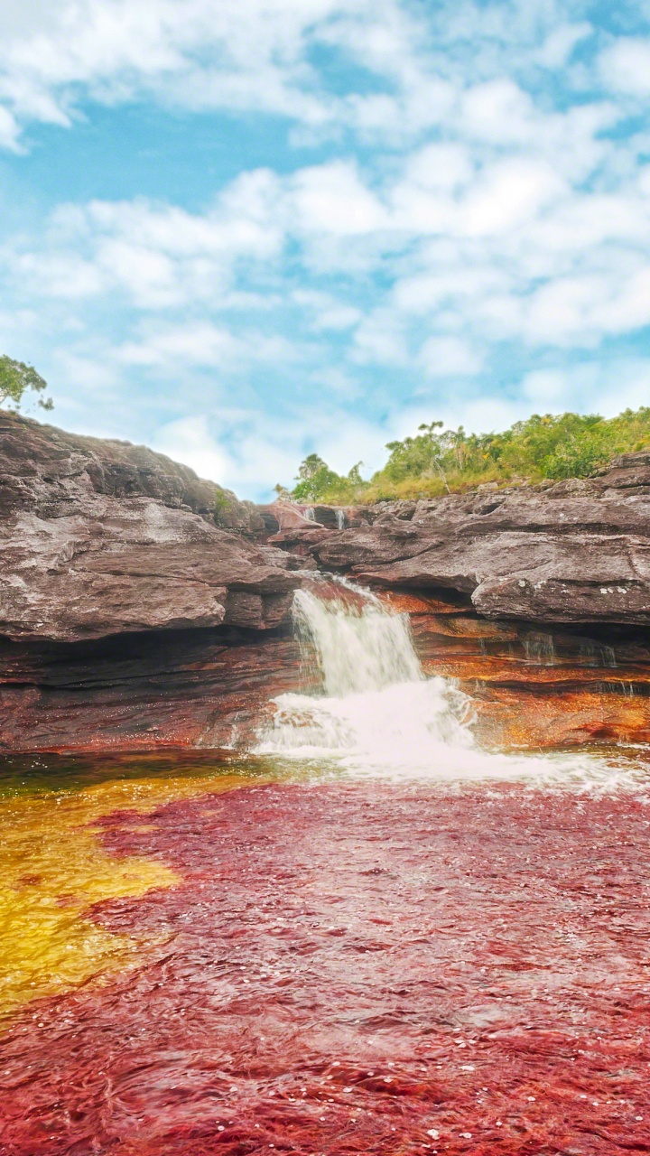 Water Falls on Brown Rocky Mountain Under Blue Sky During Daytime. Wallpaper in 720x1280 Resolution