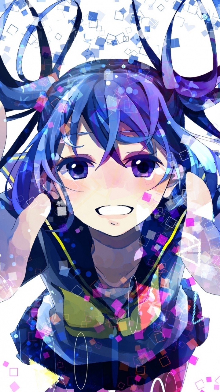 Girl in Blue and Pink Dress Anime Character. Wallpaper in 720x1280 Resolution