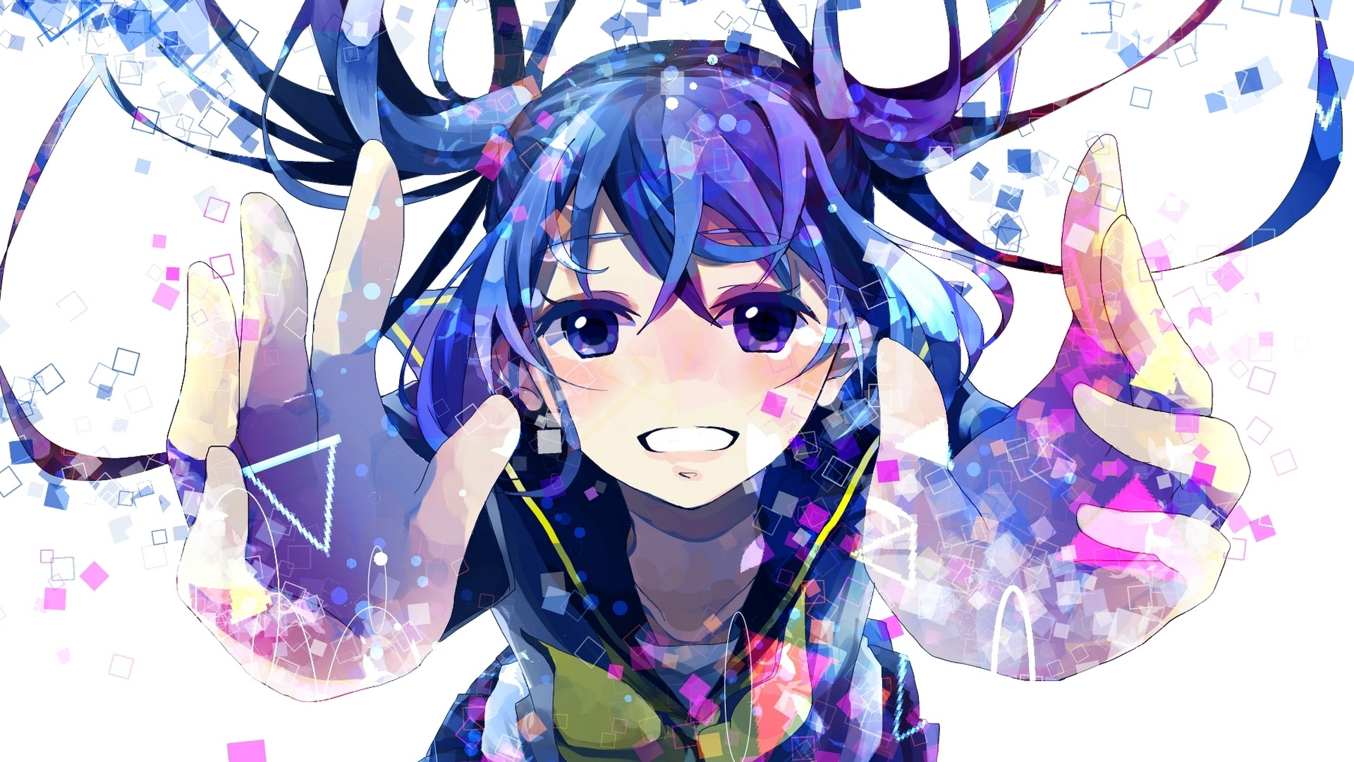 Fille en Robe Bleue et Rose Personnage D'anime. Wallpaper in 1920x1080 Resolution