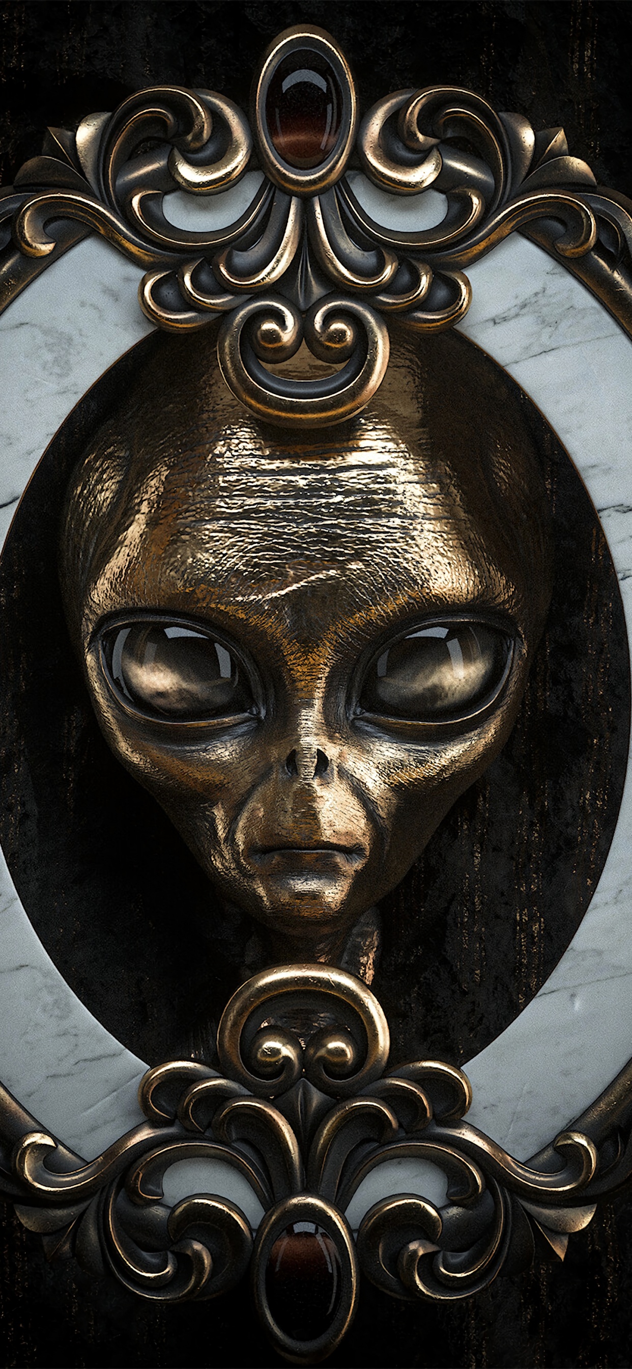 Runde Wanddekoration in Gold Und Silber. Wallpaper in 1242x2688 Resolution