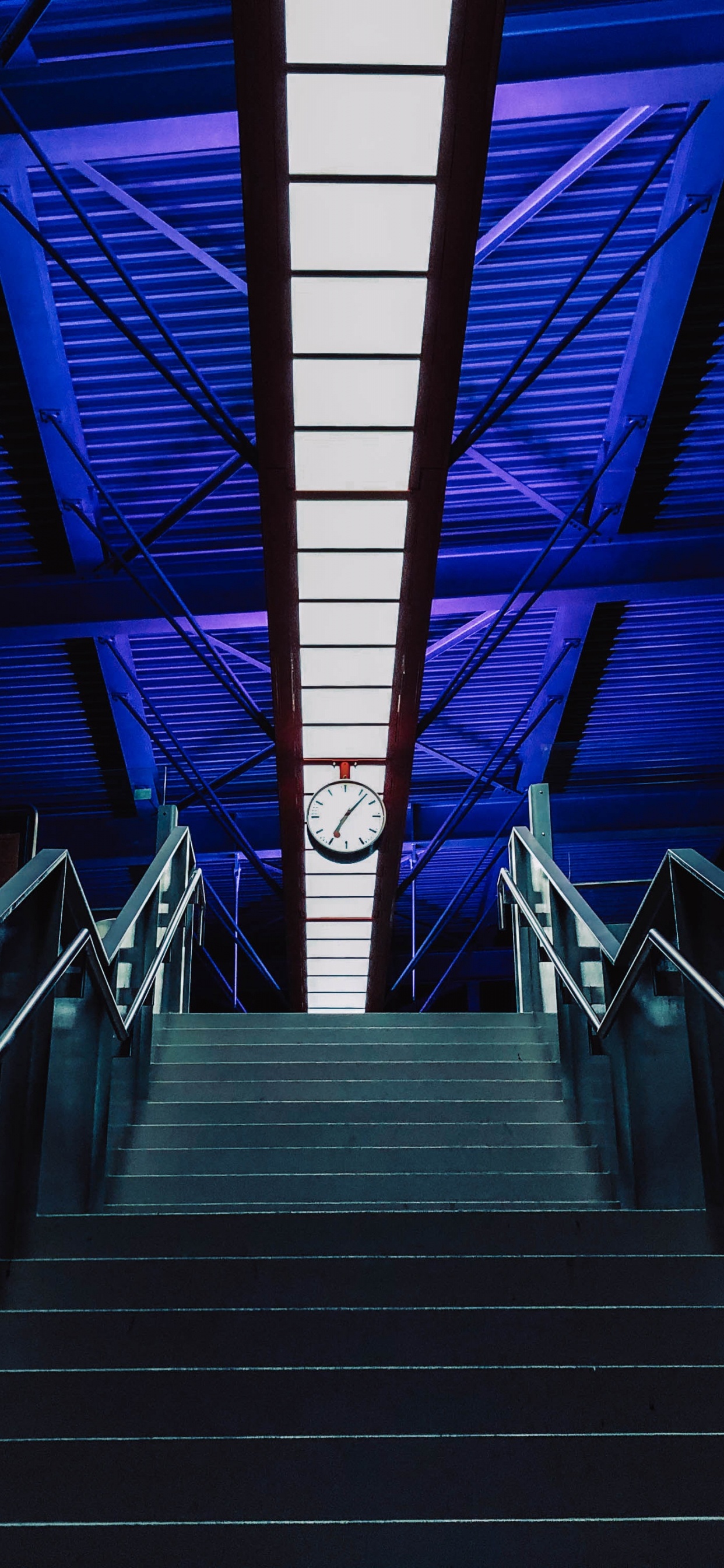 Escalier en Bois Marron Avec Garde-corps en Acier Inoxydable. Wallpaper in 1242x2688 Resolution