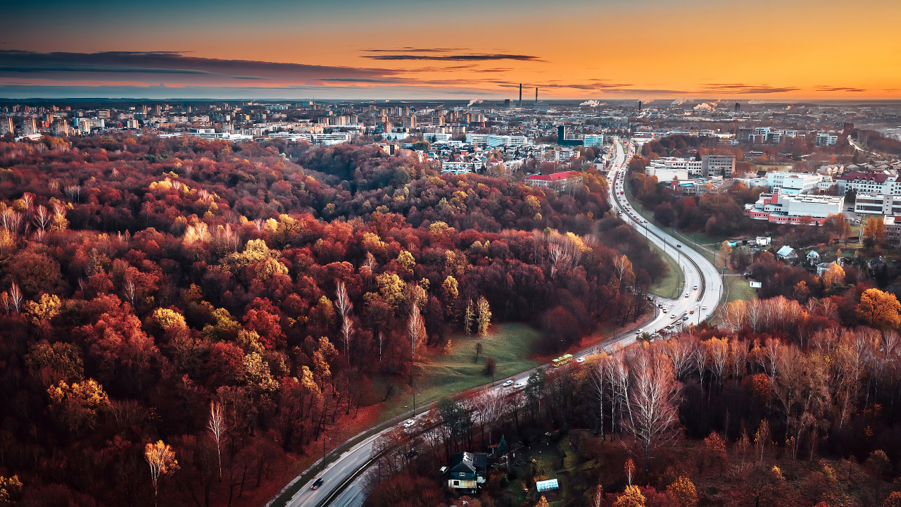 Luftaufnahme Der Stadt Bei Nacht Night. Wallpaper in 1280x720 Resolution