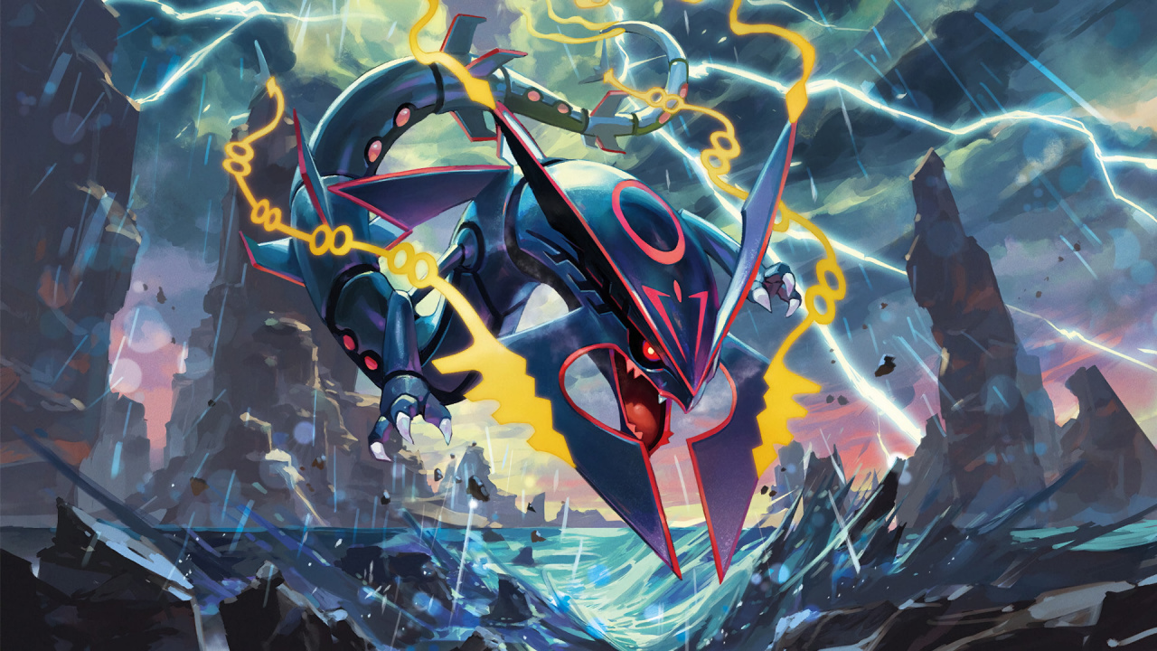 Mega-Pokémon, Mega-Entwicklung, Rayquaza, Pokémon Sammelkartenspiel, Eine Mega-Entdeckung. Wallpaper in 1280x720 Resolution