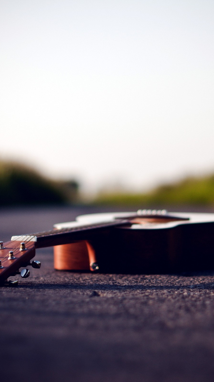 Guitar, Horizon, Morning, Sunlight, Electric Guitar. Wallpaper in 750x1334 Resolution