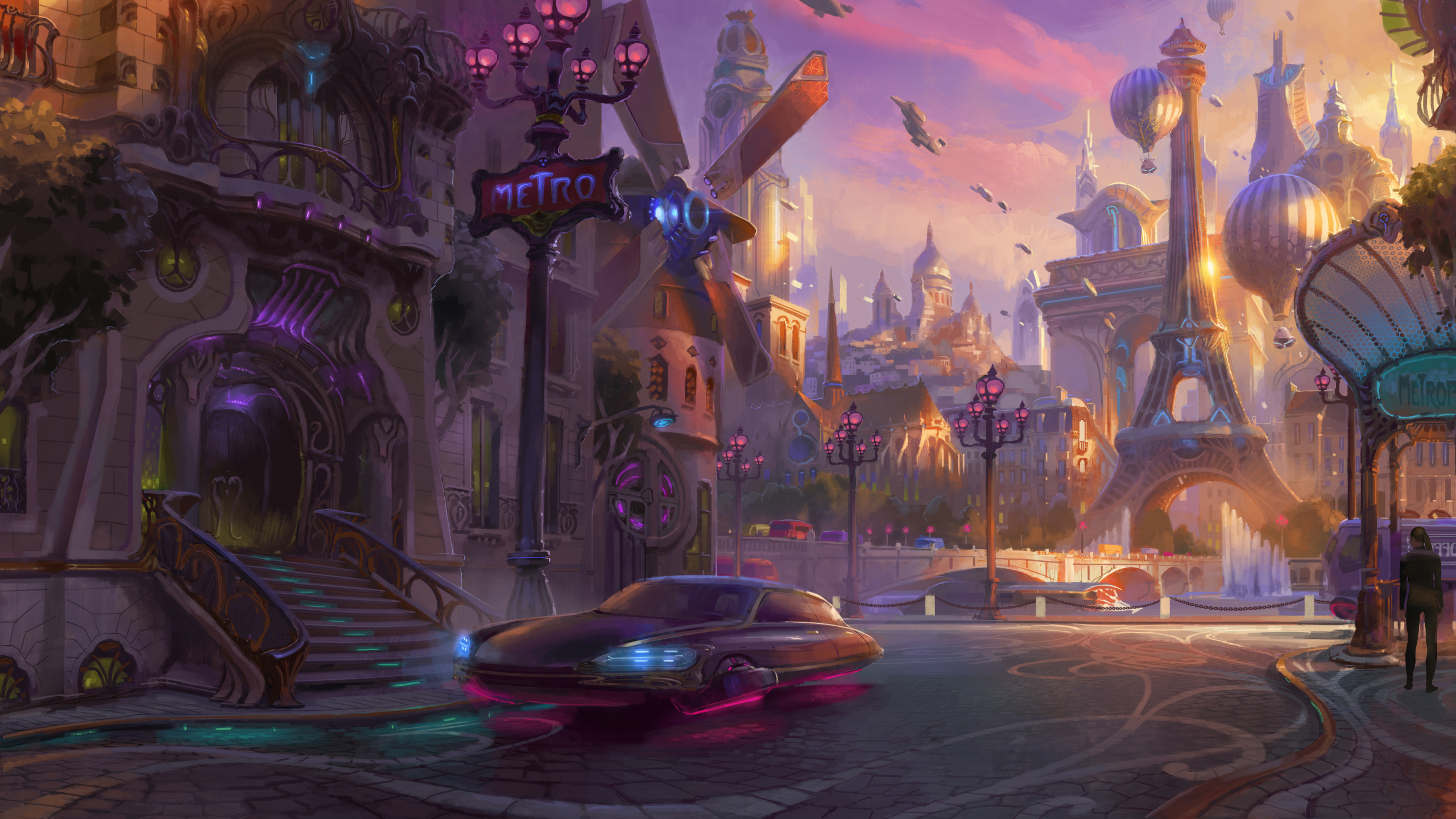 Overwatch, Paris, Pc-Spiel, Purpur, Kunst. Wallpaper in 2560x1440 Resolution