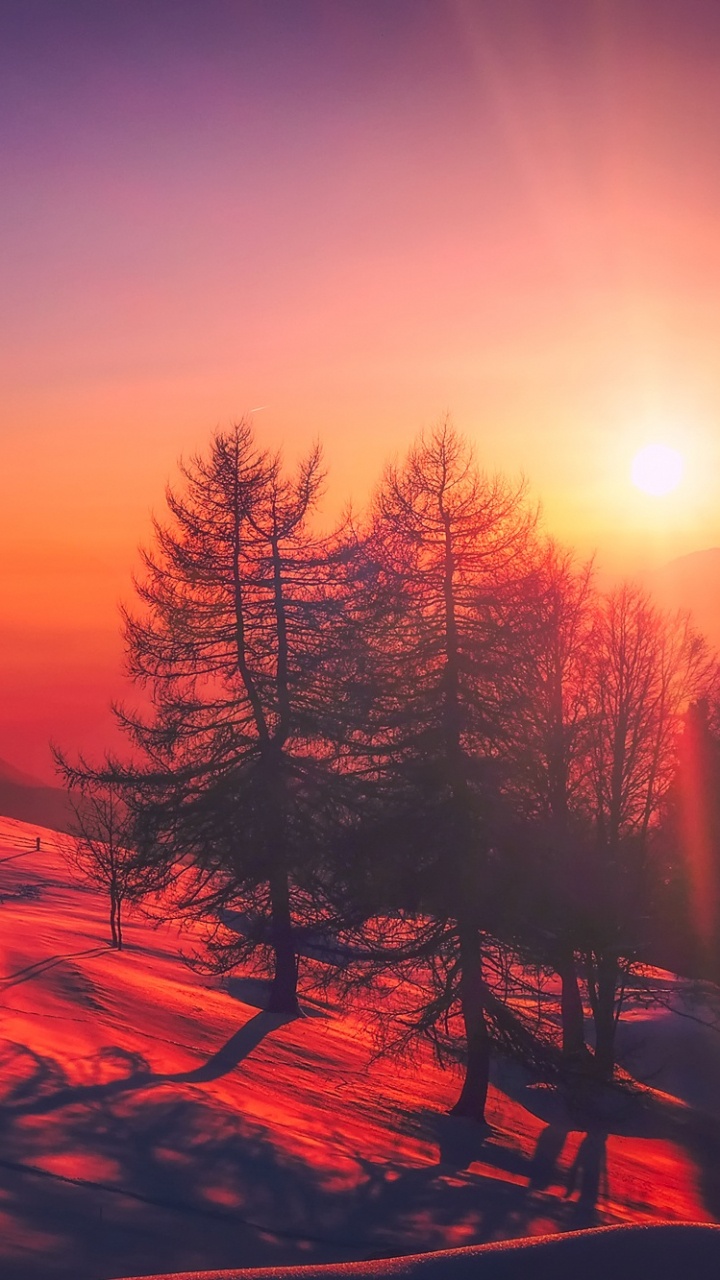 Naturaleza, Afterglow, Puesta, Rojo, Mañana. Wallpaper in 720x1280 Resolution