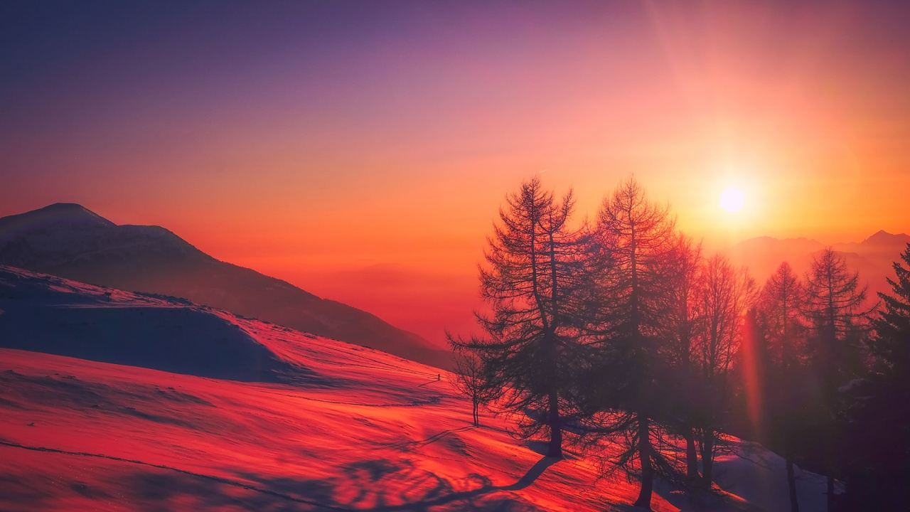 Natur, Afterglow, Sonnenaufgang, Sonnenuntergang, Morgen. Wallpaper in 1280x720 Resolution