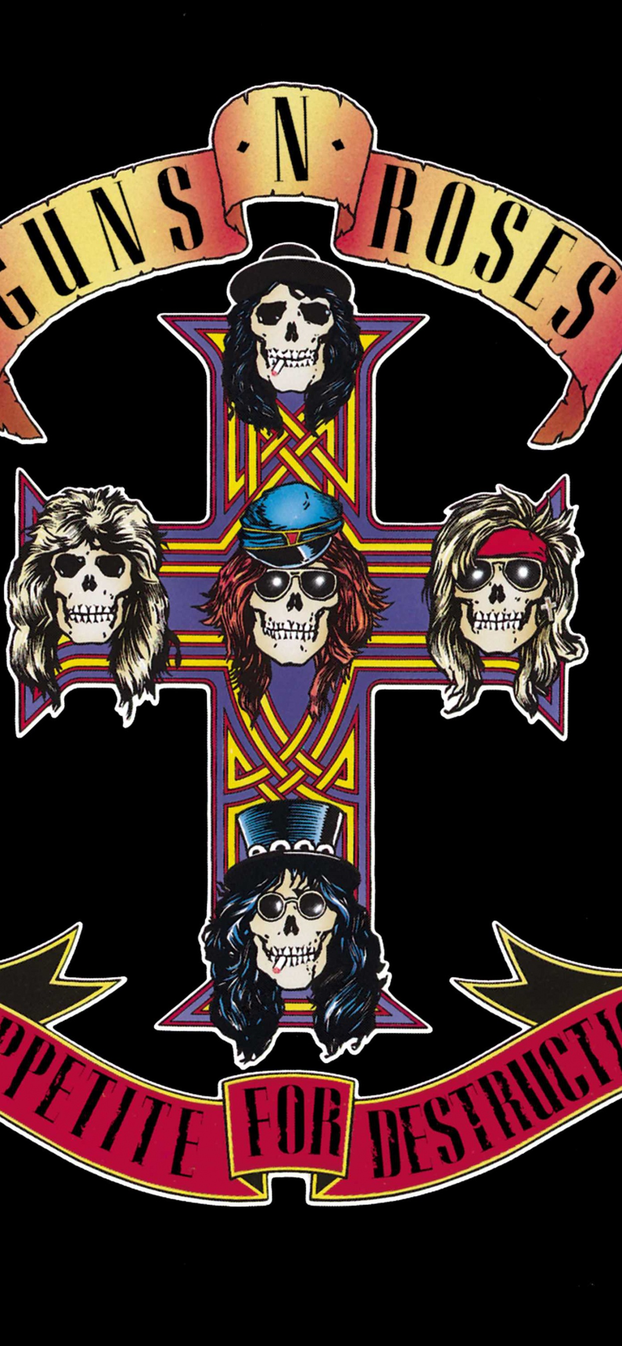 L'appétit Pour la Destruction, Guns N Roses, Hard Rock, Album, Illustration. Wallpaper in 1242x2688 Resolution