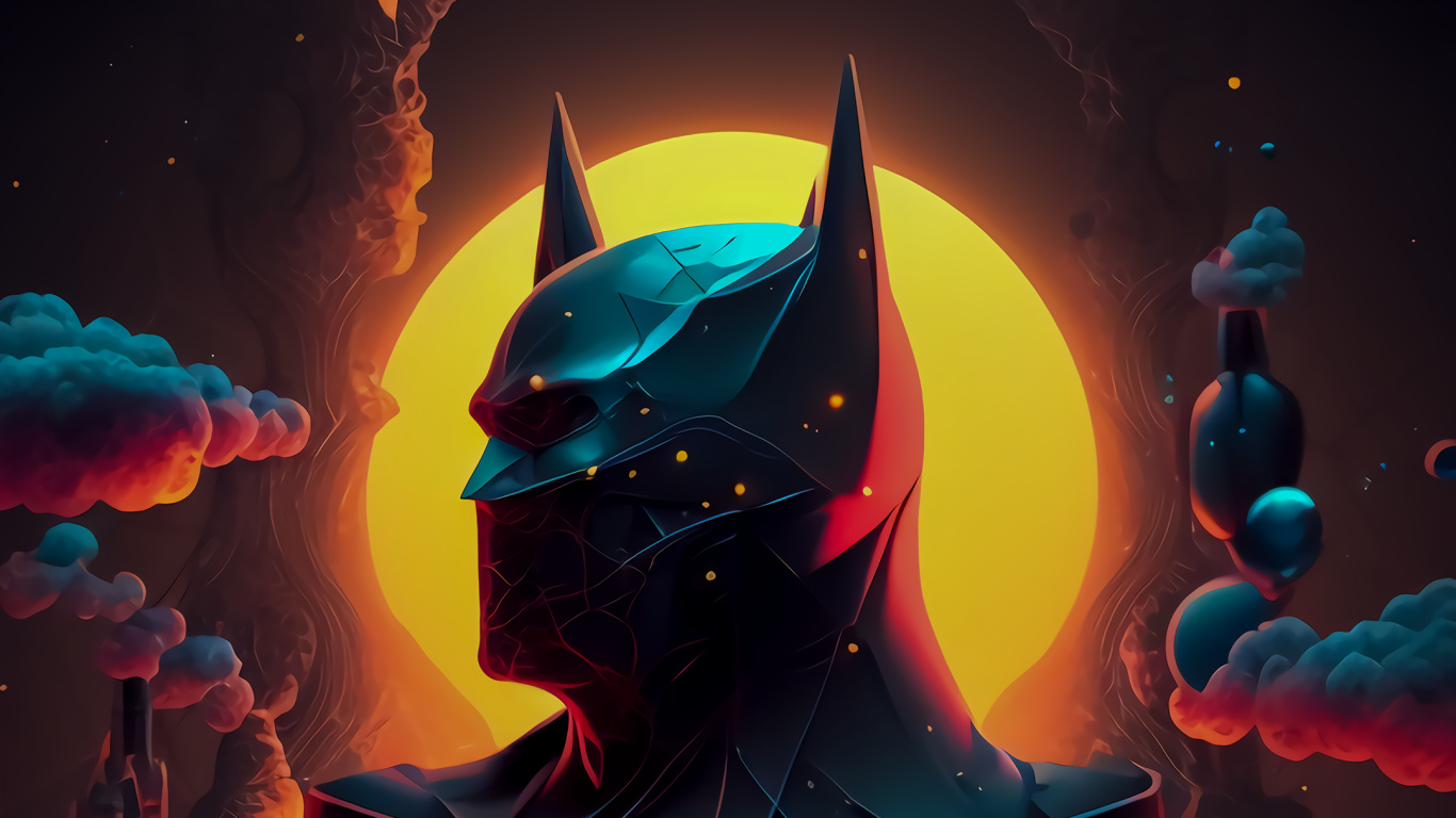Batman, Cartoon, Kunst, Poster, Justice League. Wallpaper in 1366x768 Resolution
