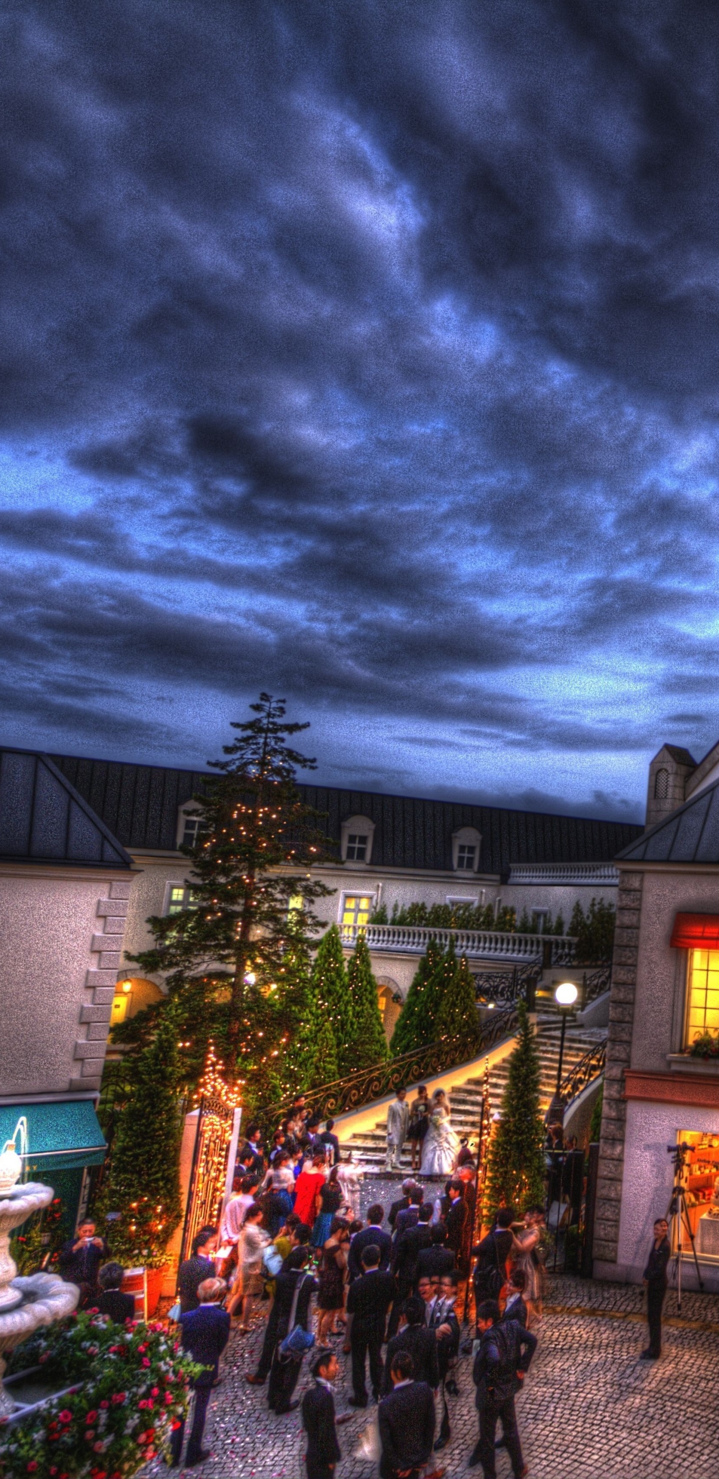 People Walking on Street Near Building During Night Time. Wallpaper in 1440x2960 Resolution