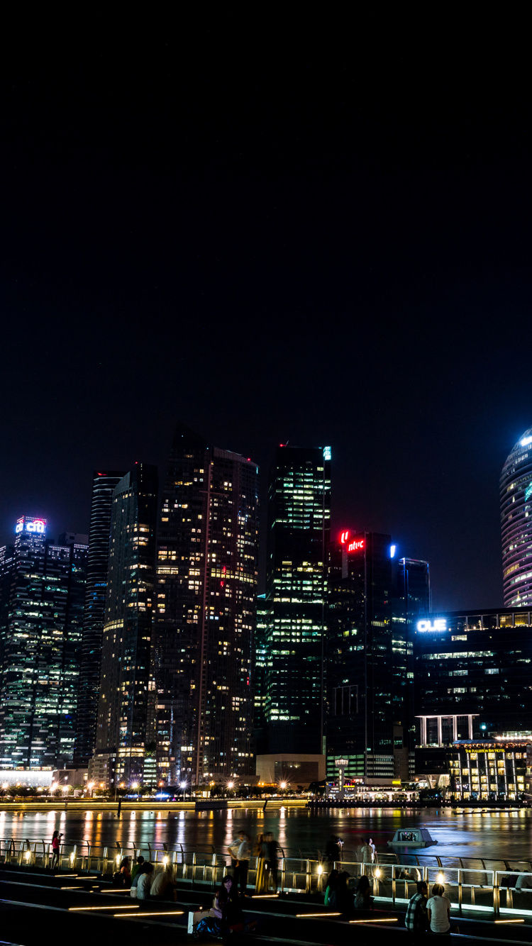 Horizonte de la Ciudad Durante la Noche. Wallpaper in 750x1334 Resolution