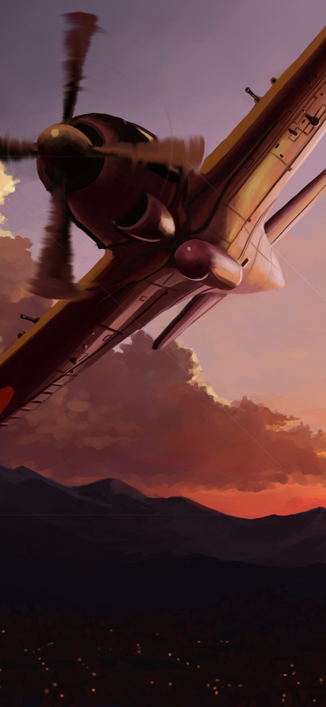Avión Blanco y Rojo Volando Sobre Las Nubes Durante la Puesta de Sol. Wallpaper in 1125x2436 Resolution