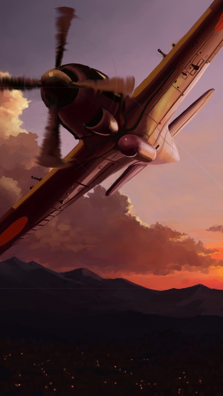 Avión Blanco y Rojo Volando Sobre Las Nubes Durante la Puesta de Sol. Wallpaper in 720x1280 Resolution