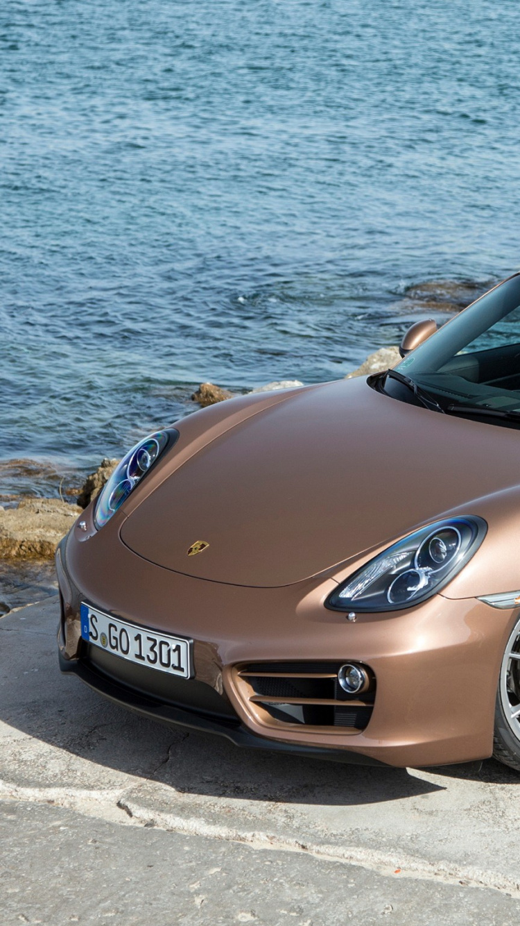 Brown Porsche 911 Parked on Gray Sand Near Body of Water During Daytime. Wallpaper in 750x1334 Resolution