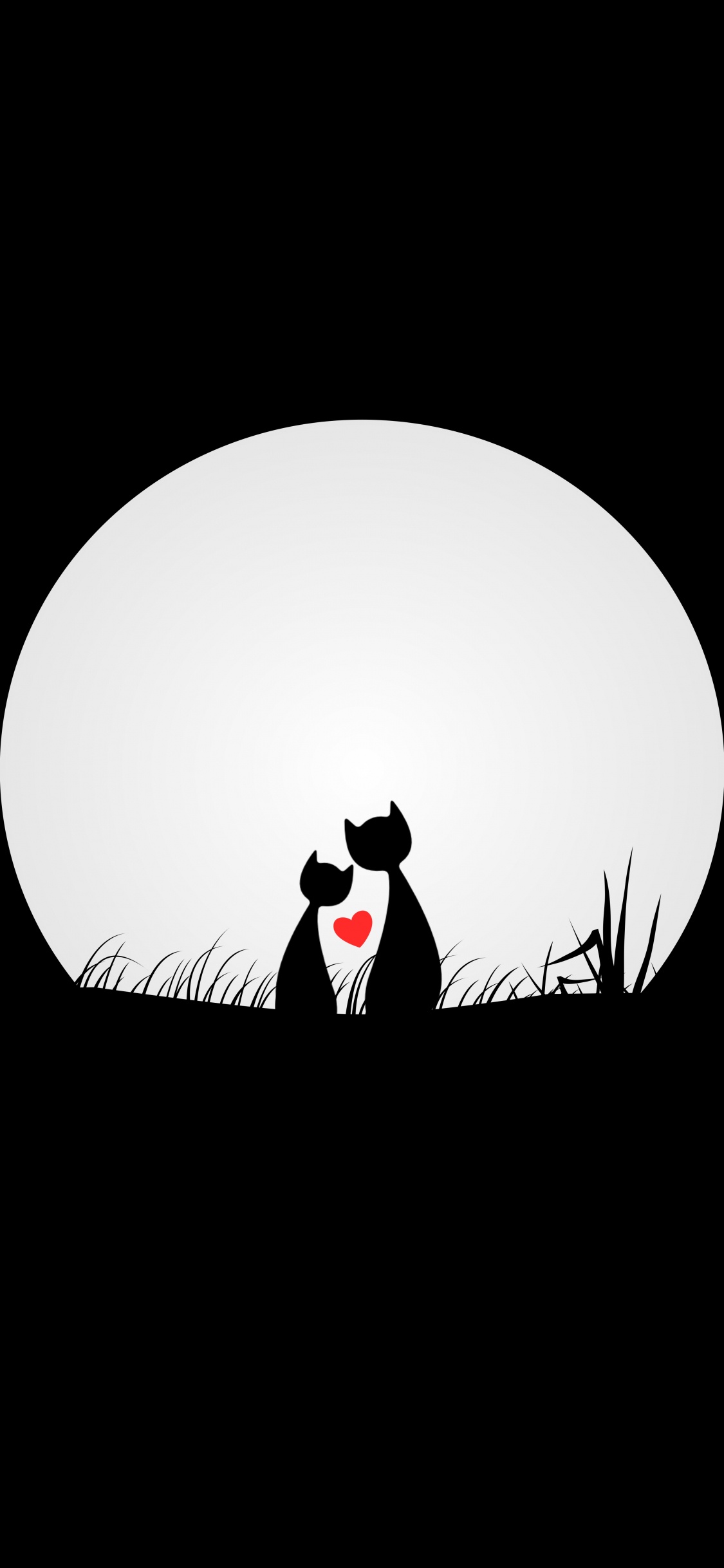 Black and White Cat Illustration. Wallpaper in 1125x2436 Resolution