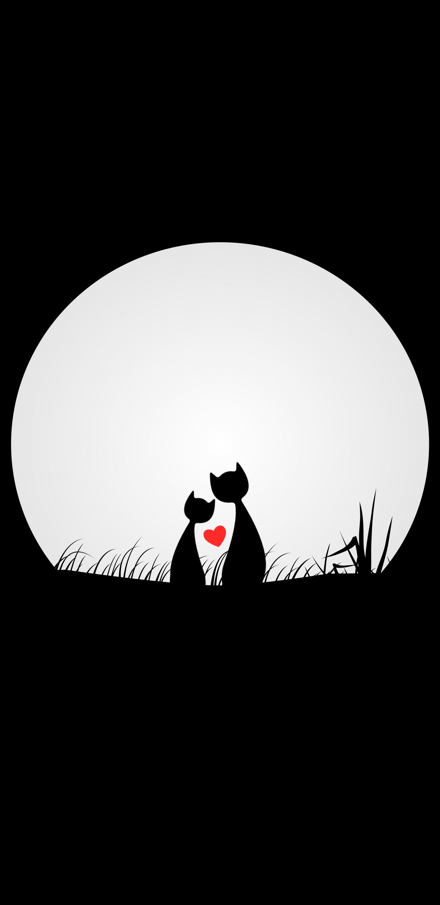 Black and White Cat Illustration. Wallpaper in 1440x2960 Resolution