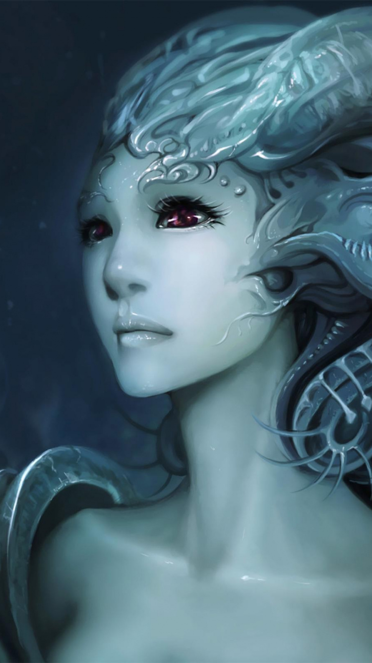 Mujer Con Cabello Azul y Cabello Negro Personaje de Anime. Wallpaper in 750x1334 Resolution