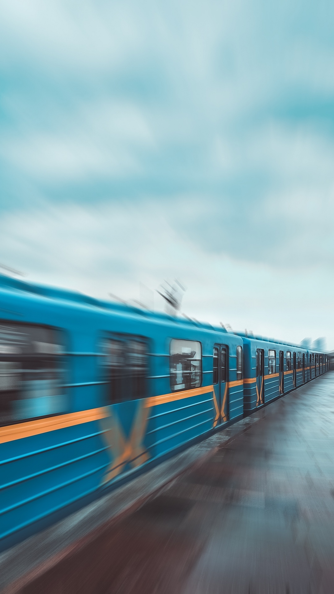 Blue and Orange Train Under White Clouds and Blue Sky During Daytime. Wallpaper in 1080x1920 Resolution