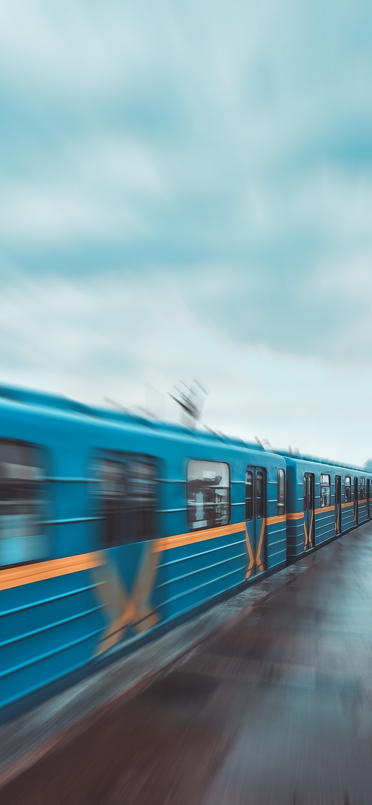 Blue and Orange Train Under White Clouds and Blue Sky During Daytime. Wallpaper in 1242x2688 Resolution