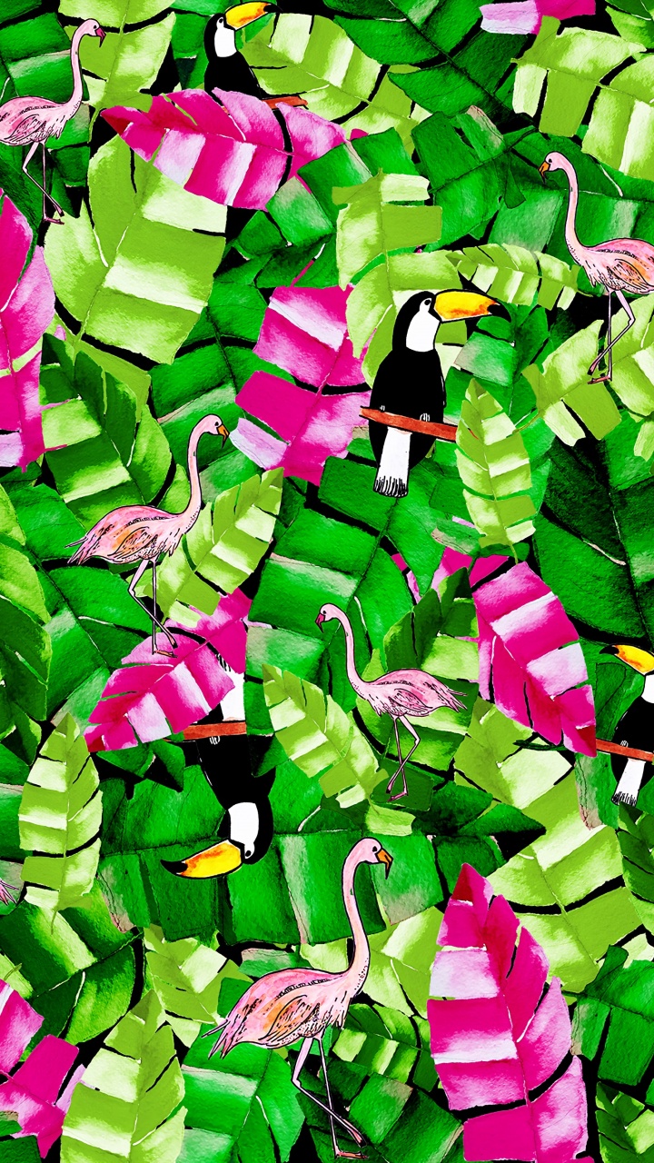 Verde, Pétalo, Patrón, Trópicos, Diseño. Wallpaper in 720x1280 Resolution