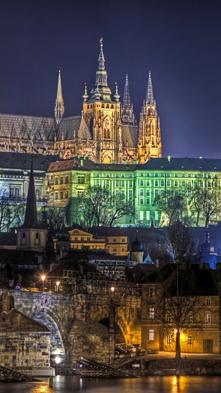 Green and Blue Castle During Night Time. Wallpaper in 720x1280 Resolution