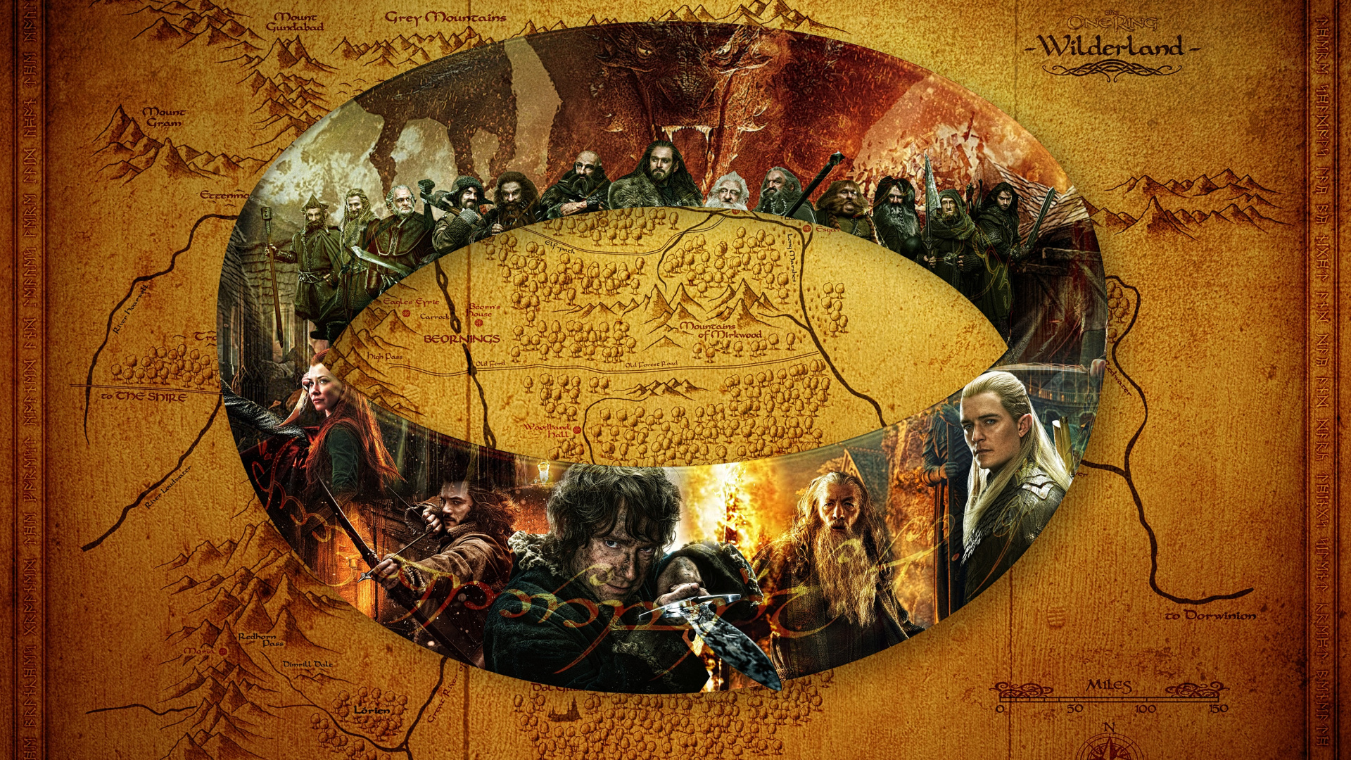 El Hobbit o de Ida y Vuelta de Nuevo, Bilbo Baggins, el Hobbit, Tauriel, Smaug. Wallpaper in 1920x1080 Resolution