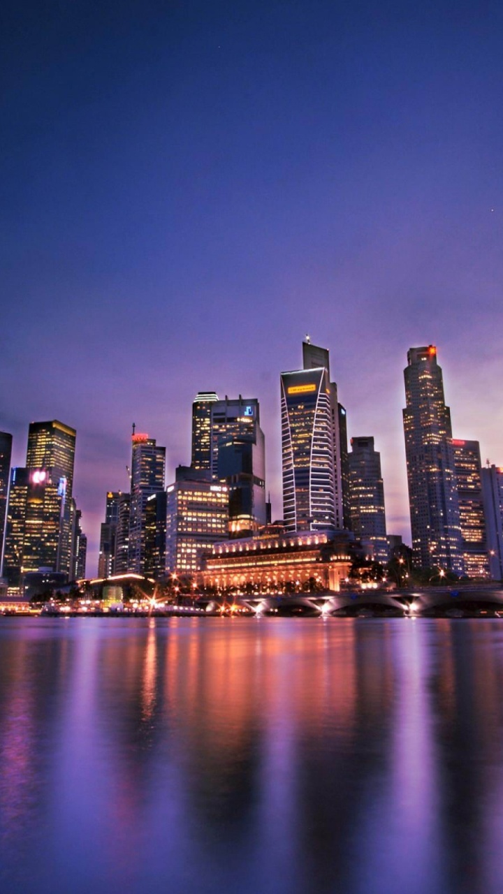 Horizon de la Ville Pendant la Nuit. Wallpaper in 720x1280 Resolution
