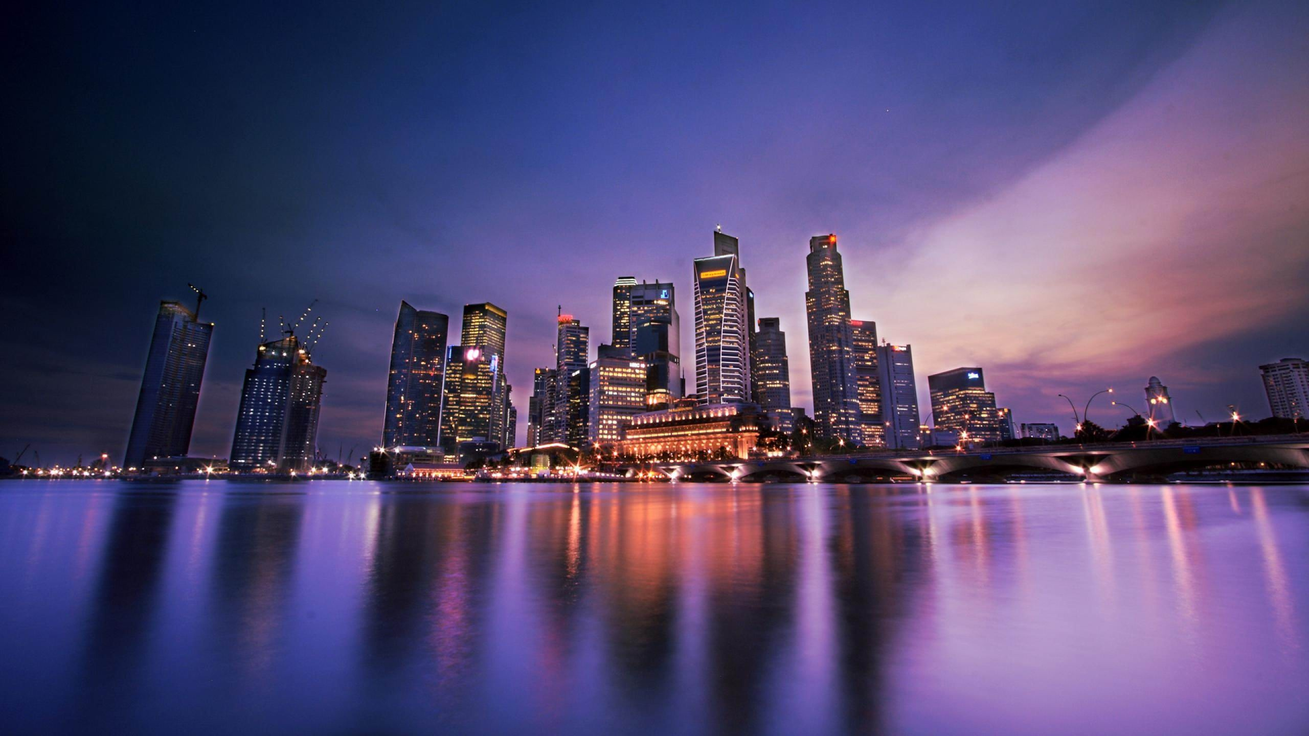 Skyline Der Stadt Bei Nacht Night. Wallpaper in 2560x1440 Resolution