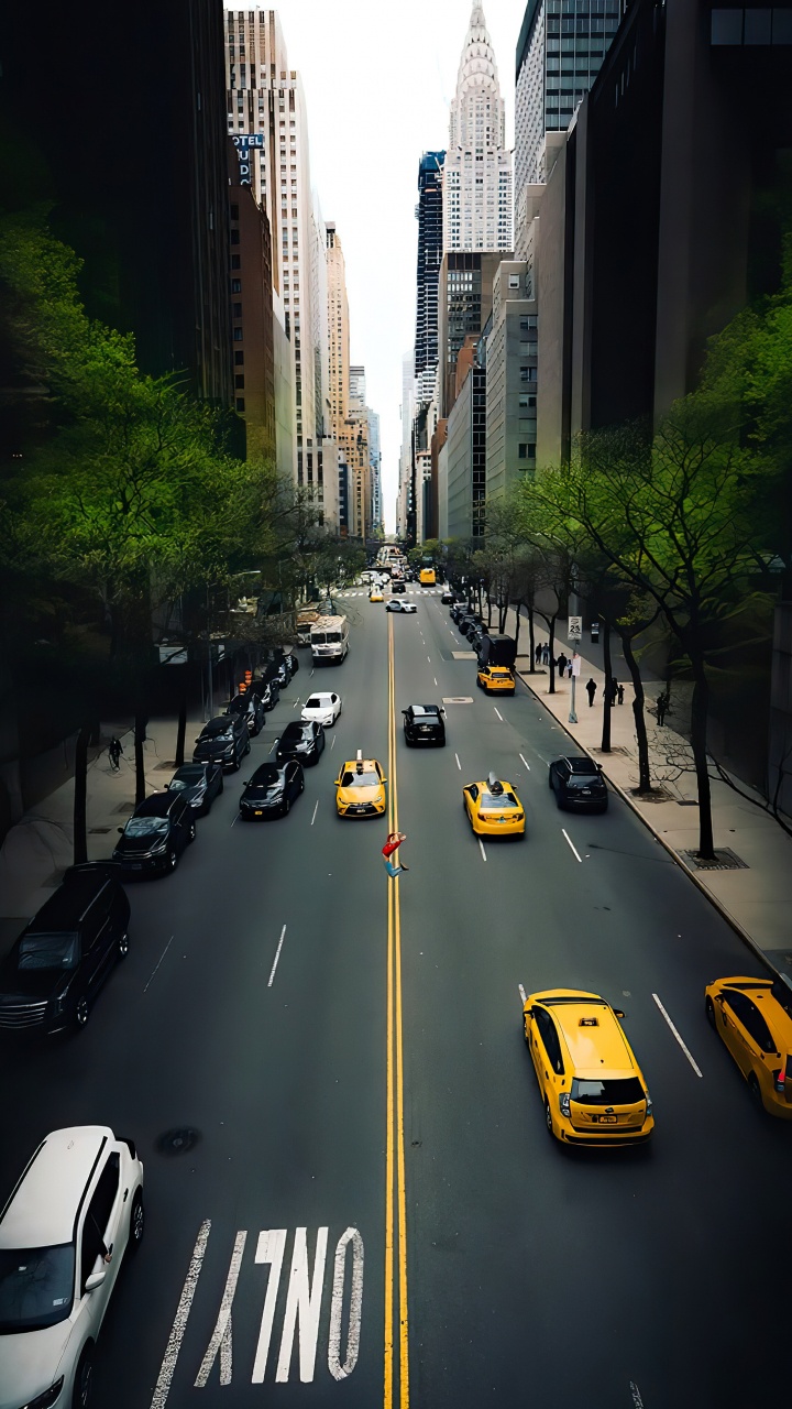 Stadtauto, Car, Gebäude, Wolkenkratzer, Automotive Lighting. Wallpaper in 720x1280 Resolution