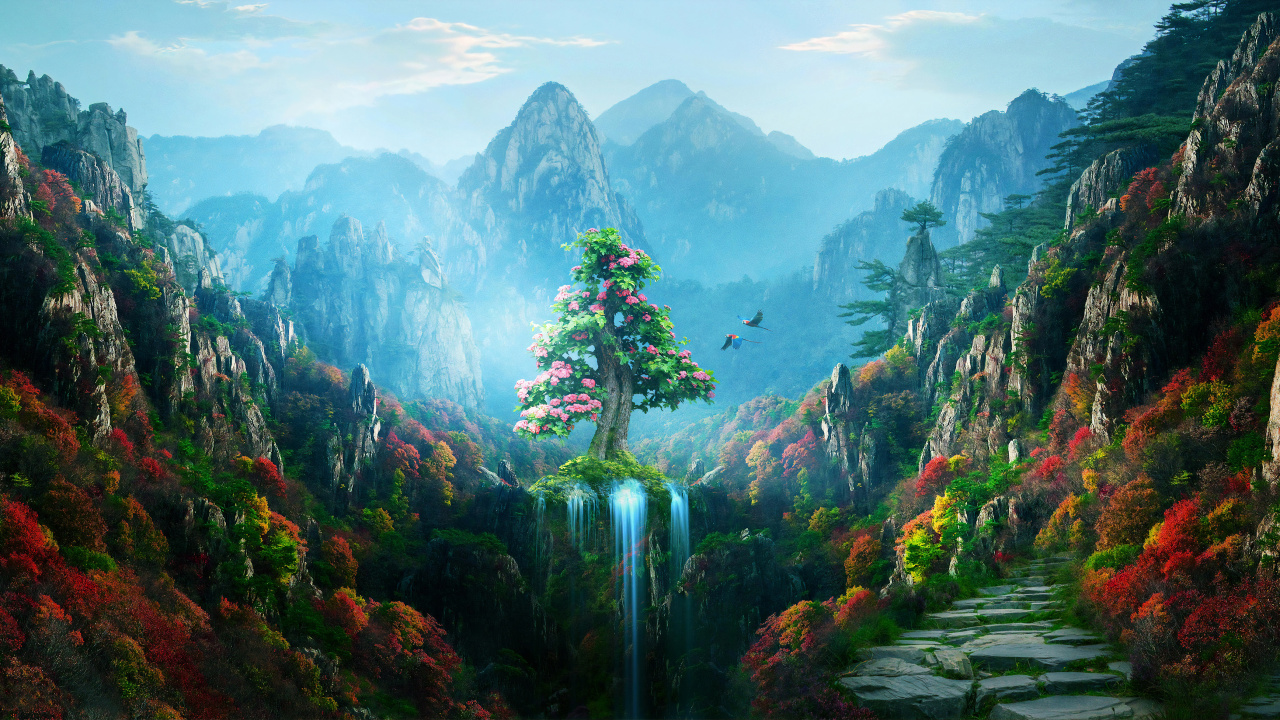 Naturlandschaft, Natur, Bergigen Landschaftsformen, Vegetation, Natürlichen Umgebung. Wallpaper in 1280x720 Resolution