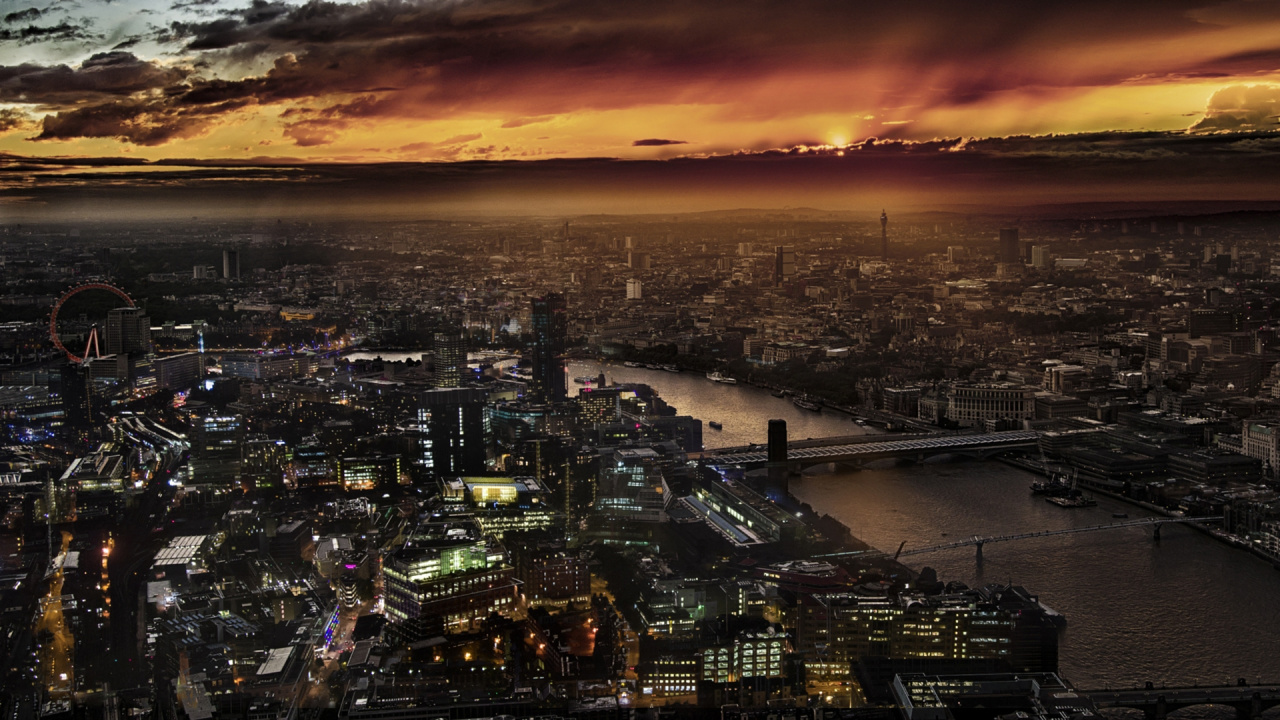 City Skyline During Night Time. Wallpaper in 1280x720 Resolution