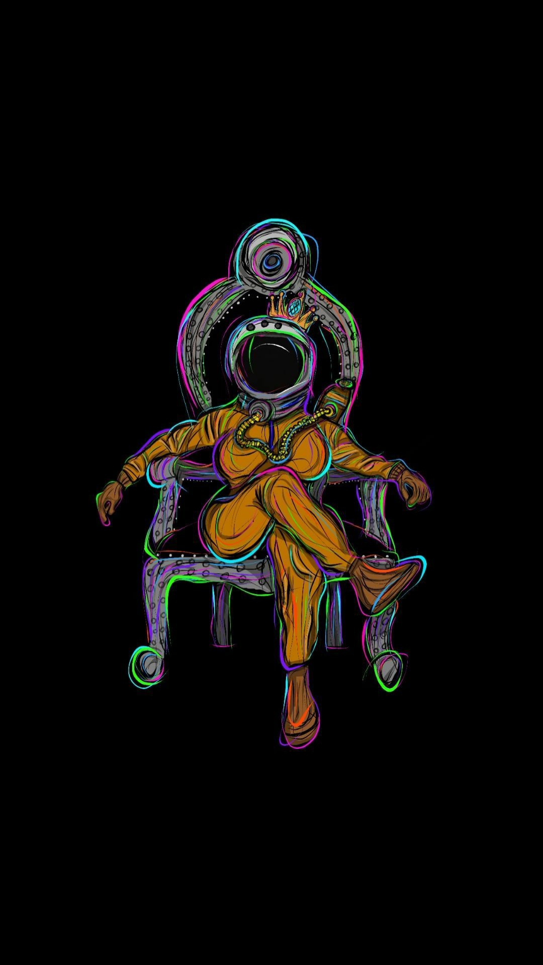 Astronauta, Amoled, Arte, en Las Montañas de la Locura, Dibujo. Wallpaper in 1080x1920 Resolution