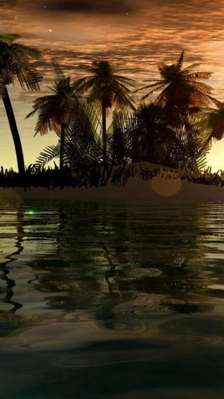 热带地区, 日落, 反射, 日出, 大海 壁纸 750x1334 允许