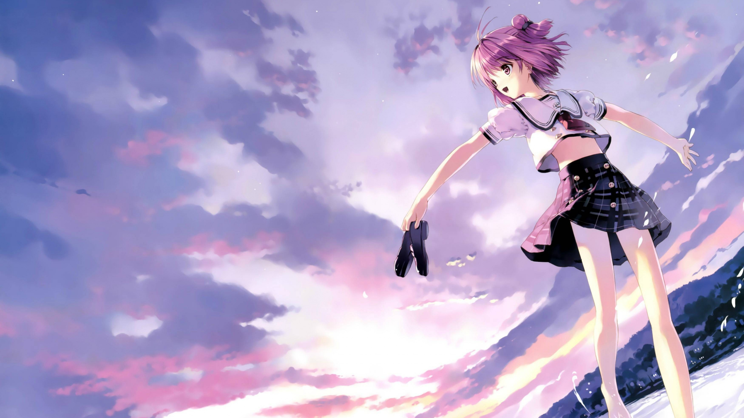 Frau im Schwarzen Und Weißen Kleid Anime-Charakter. Wallpaper in 2560x1440 Resolution