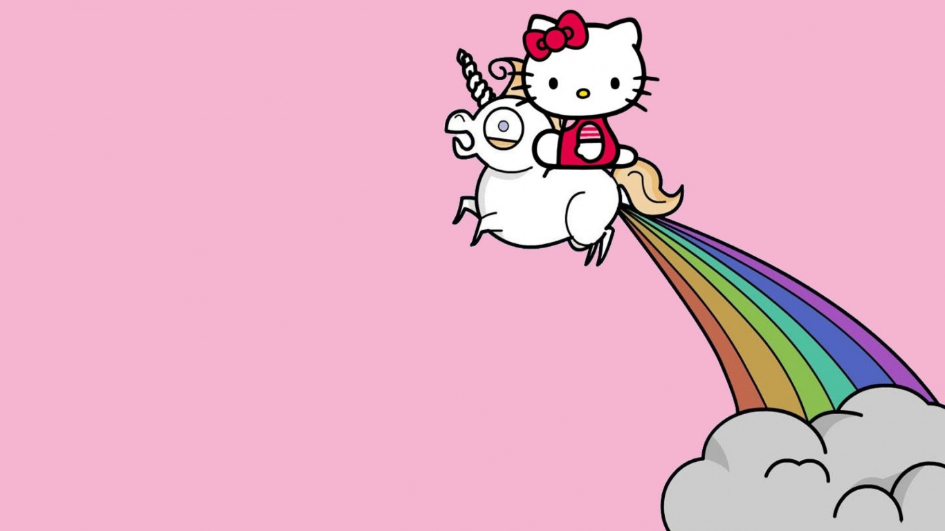 Hello Kitty, 卡通, 粉红色, 尾巴, 剪贴画的 壁纸 1366x768 允许
