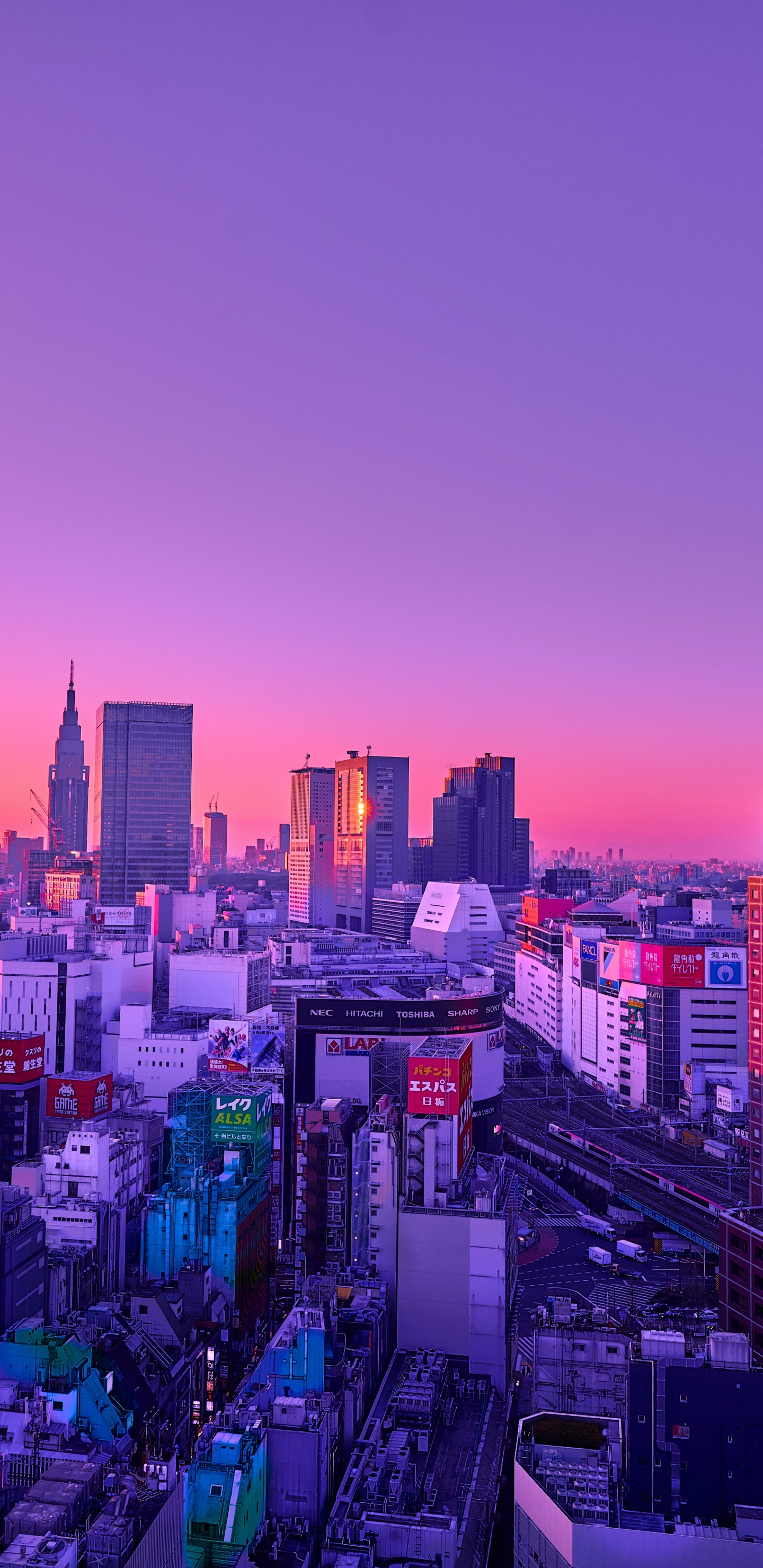Edificio, Morado, de Colores, Horizonte, Ambiente. Wallpaper in 1440x2960 Resolution