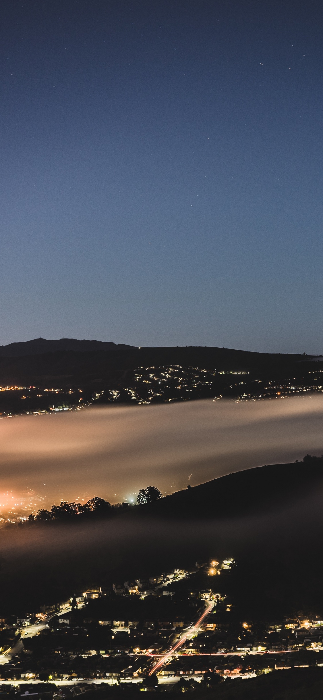 Luftaufnahme Der Stadt Bei Nacht Night. Wallpaper in 1125x2436 Resolution