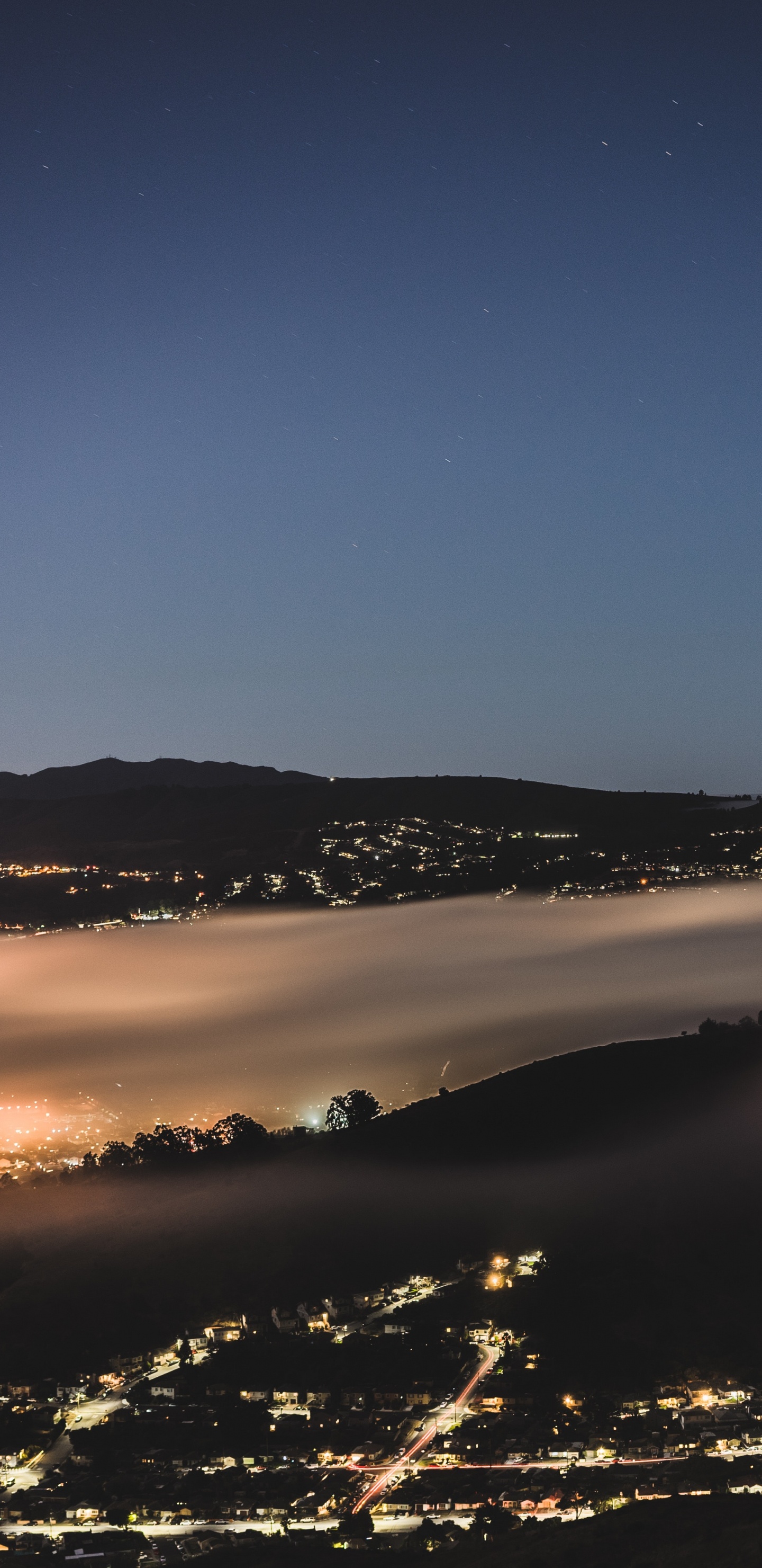 Luftaufnahme Der Stadt Bei Nacht Night. Wallpaper in 1440x2960 Resolution