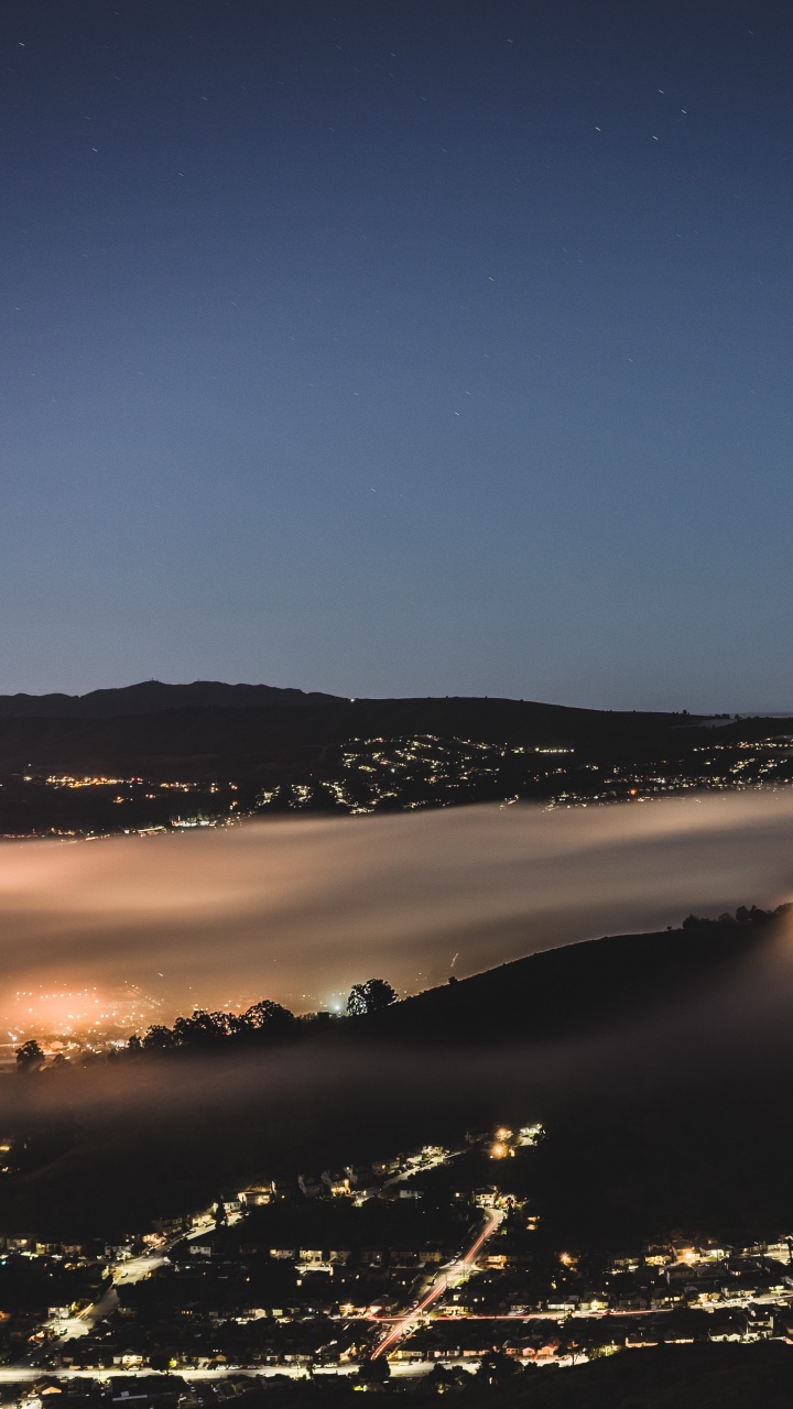 Luftaufnahme Der Stadt Bei Nacht Night. Wallpaper in 720x1280 Resolution