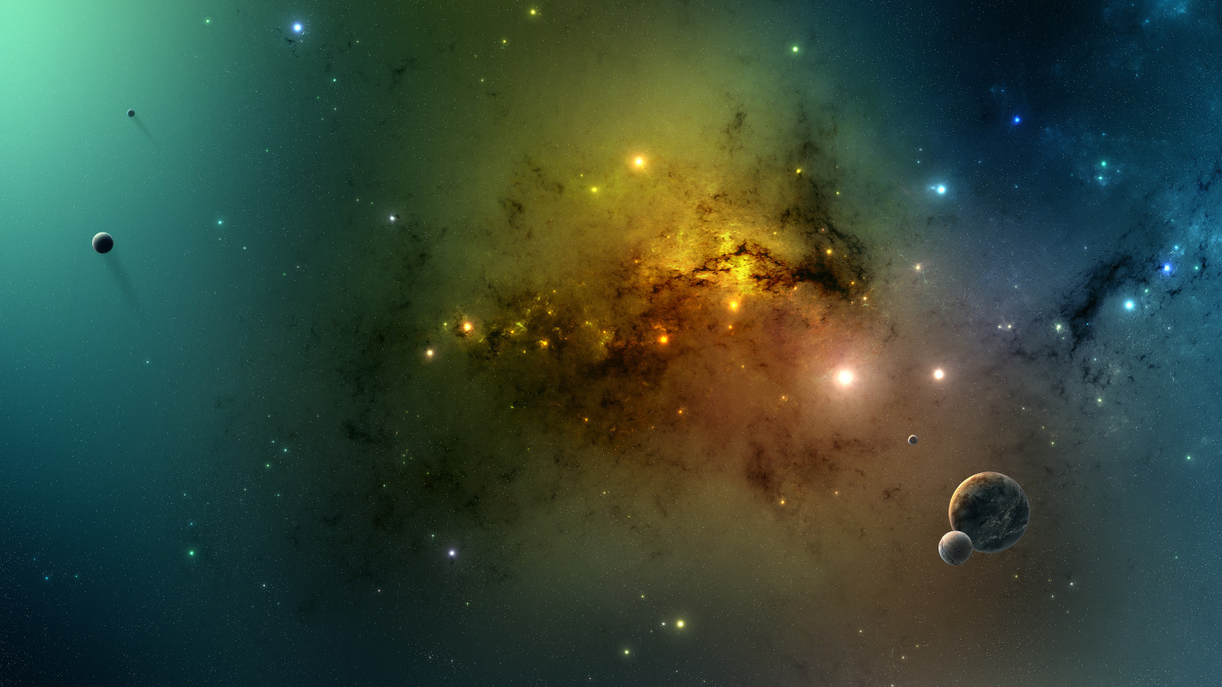 Yellow and Blue Stars in The Sky. Wallpaper in 1366x768 Resolution