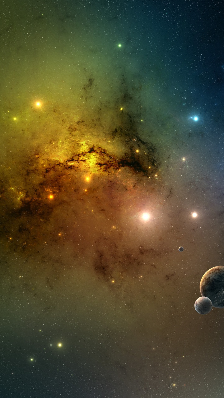 Yellow and Blue Stars in The Sky. Wallpaper in 720x1280 Resolution