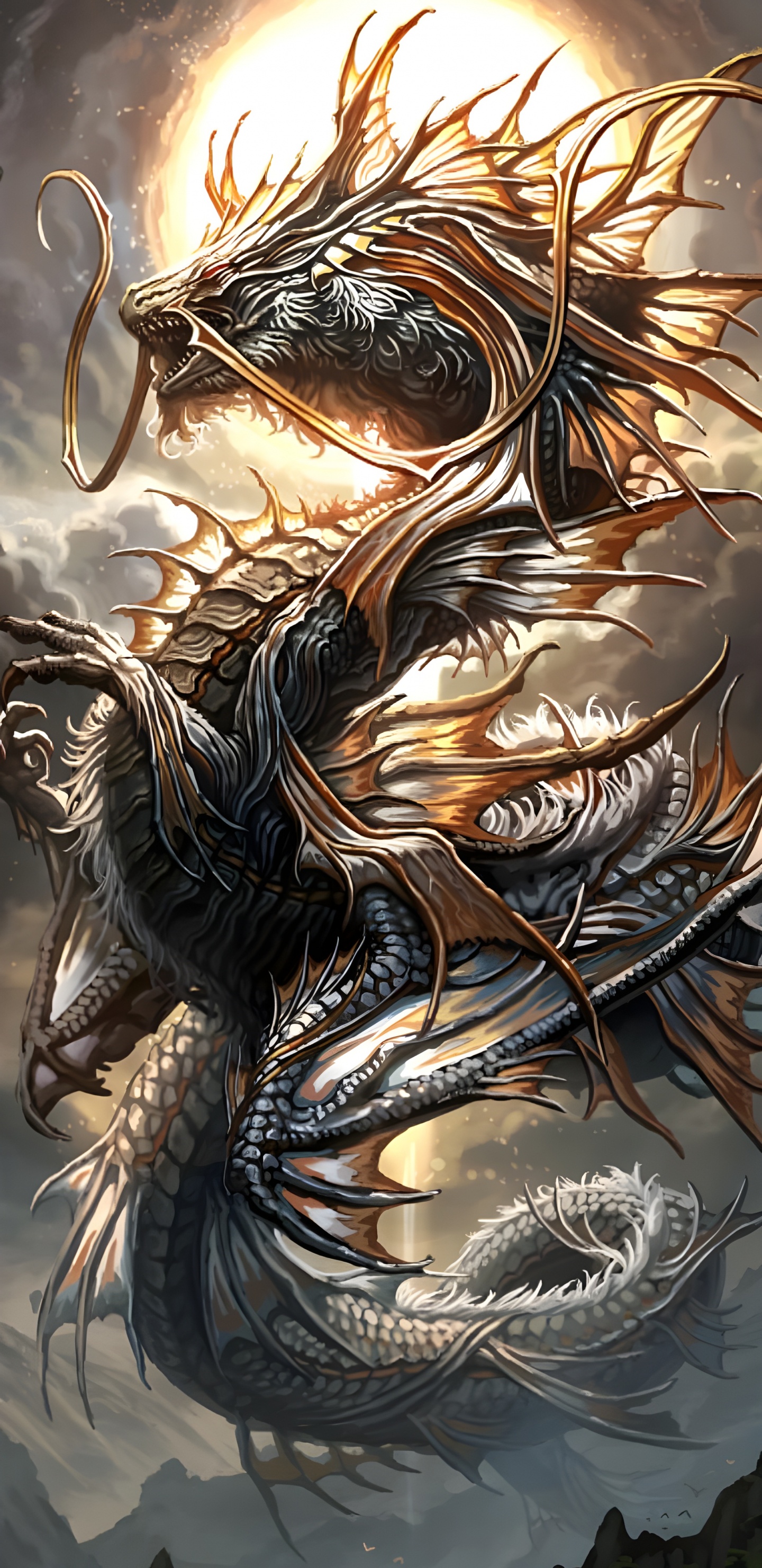 龙, 传说中的生物, 艺术, 中国的龙, 雕塑 壁纸 1440x2960 允许