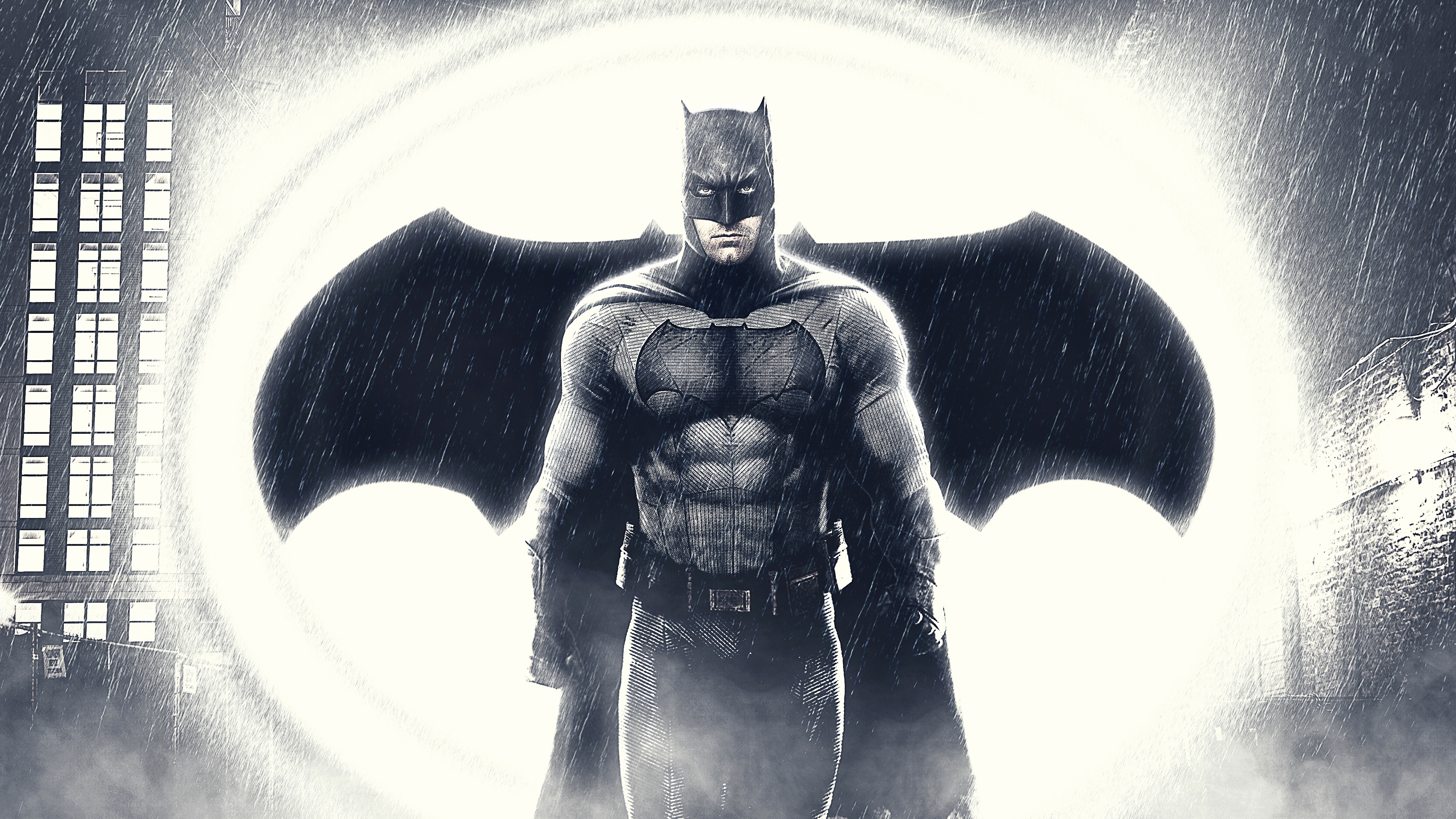蝙蝠侠, 超级英雄, 正义联盟, 黑色和白色的, 虚构的人物 壁纸 3840x2160 允许