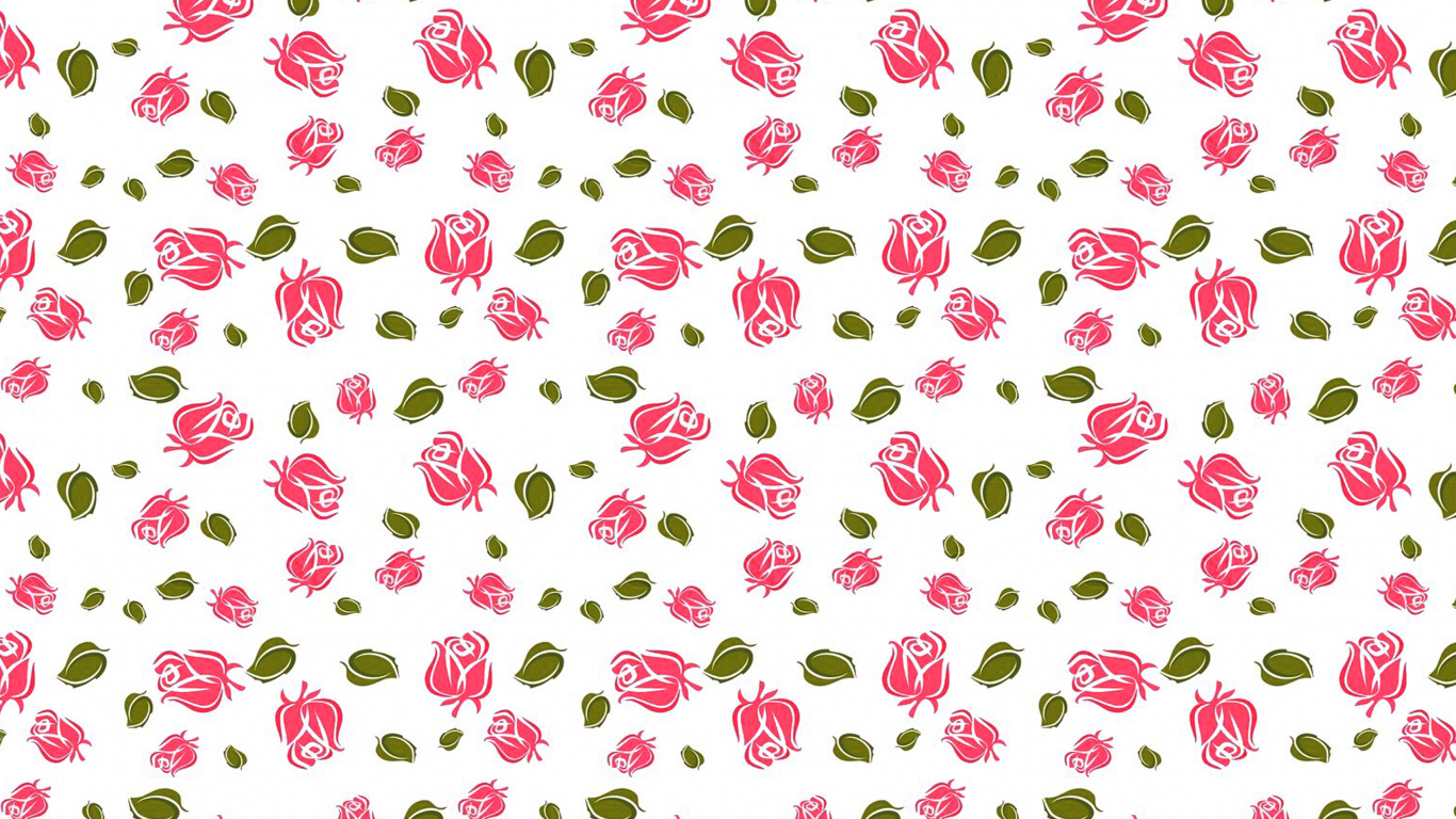 Weiße Rosa Und Grüne Herzen Und Herzen Illustration. Wallpaper in 1366x768 Resolution