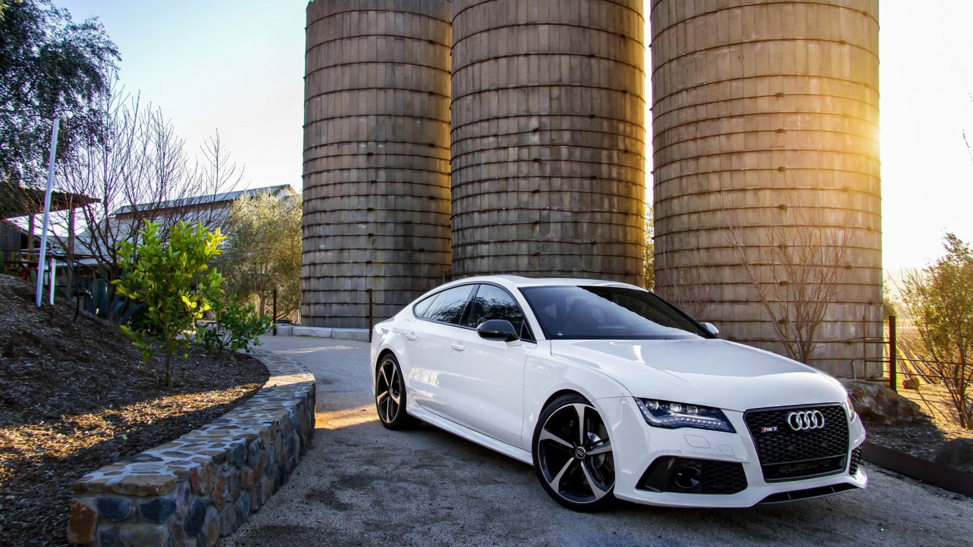 White Porsche 911 Parked Near Brown Brick Wall. Wallpaper in 1366x768 Resolution