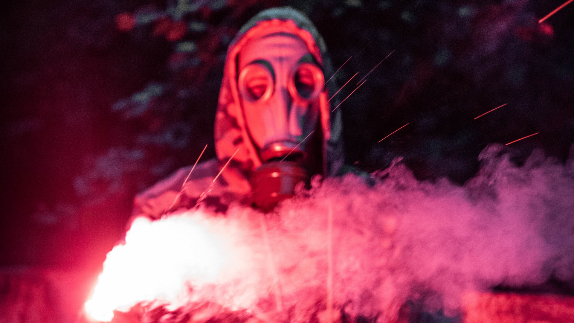 Person in Red and Black Hoodie With White Smoke. Wallpaper in 1920x1080 Resolution