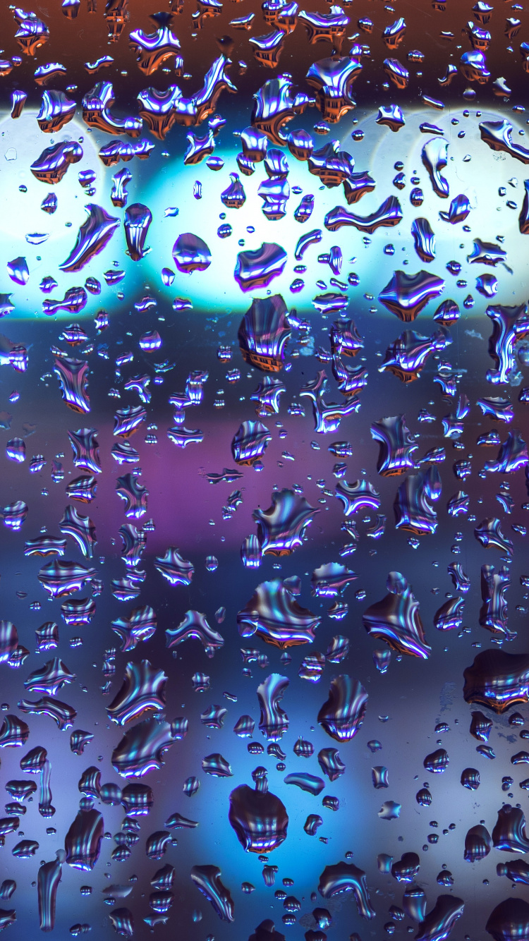 Pluie, Blue, Eau, Purple, Liquide à Bulles. Wallpaper in 750x1334 Resolution