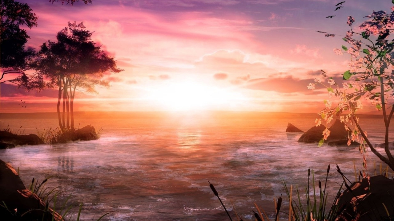 Cuerpo de Agua Durante la Puesta de Sol. Wallpaper in 1280x720 Resolution